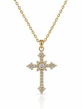 NWT Lola Cross Necklace // 14kt Gold Vermeil + CZ Pavé